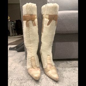 Charles David Shearling Heel Boots - Size 39/8.5/9